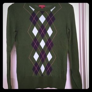 Sm Merona green argyle sweater