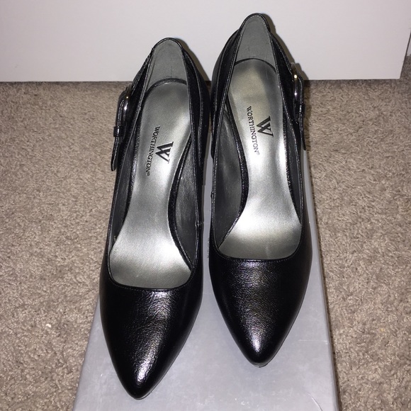 Black Pointy Toe Heels with Buckle Detail - Picture 3 of 4