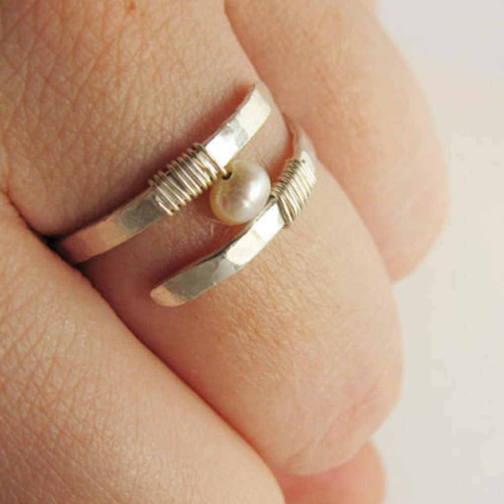 Sterling Silver Dainty Pearl ring, hand made!