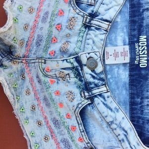 Patterned Jean Shorts