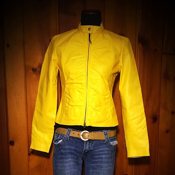 NWT Wilson Leather yellow Jacket - very chic!