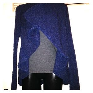 Sweater-ruffled blue 4 winter w/ layer-ruffed back