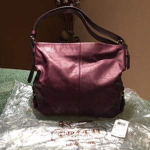 Coach Perforated Leather Duffle Handbag F19407