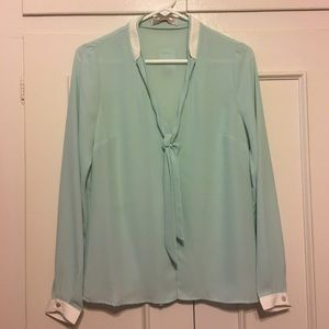 Forever21 Seafoam blue and ivory top