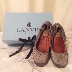 LANVIN - Satin Grey Ballet Flats, 39