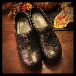 Dansko Professional black tooled leather clog
