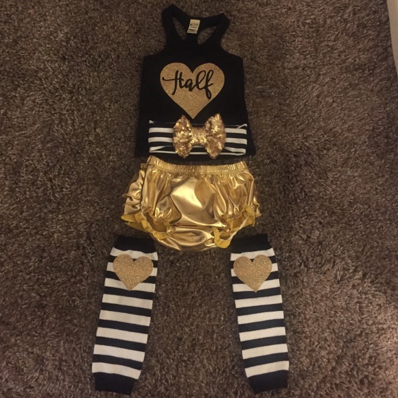 Half birthday (6 months) baby girl outfit.