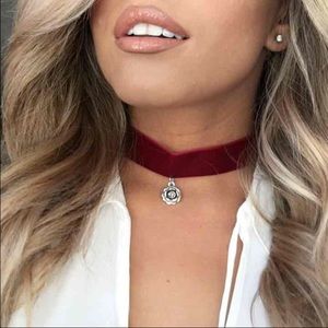 Burgundy choker with charm