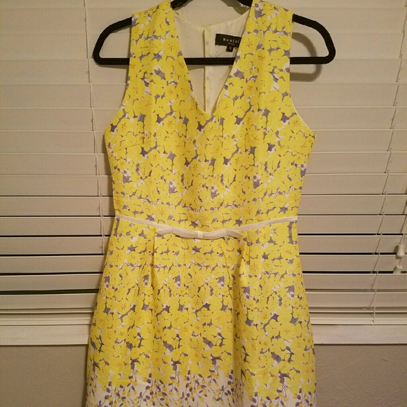 Yellow floral A-line dress