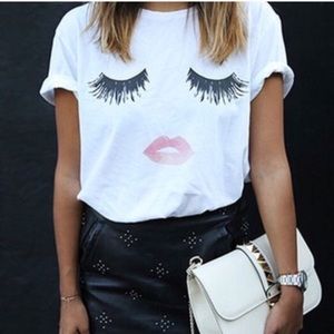 NWOT Lashes and Lips top Sz S