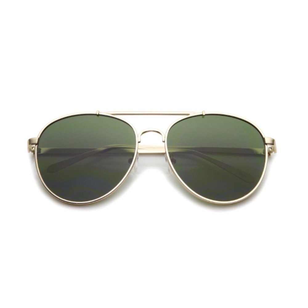 [ SUNSET ] Green/Gold Flat Aviators