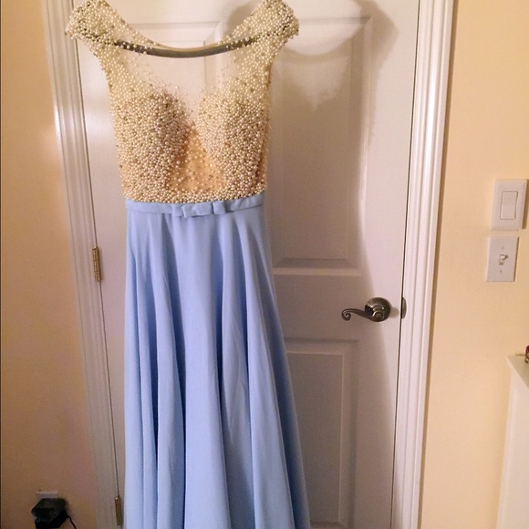 Mac Duggal Beaded Gown 20046 Ice Blue