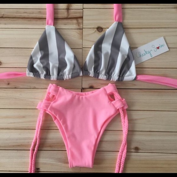 Pink and stripes bikini