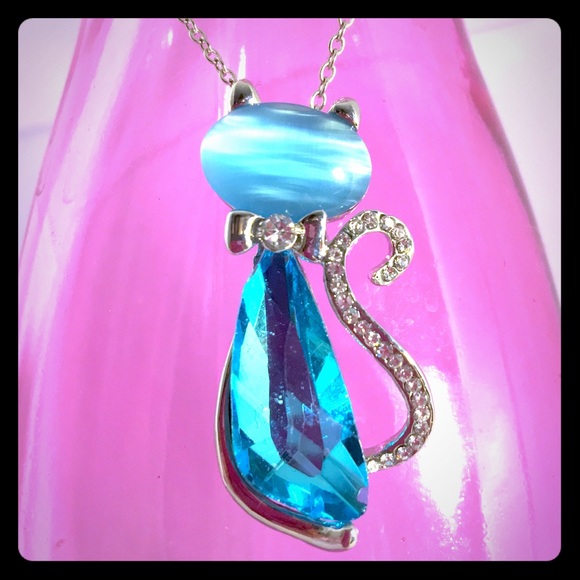 💎NEW 💎Ocean blue kitty cat necklace - Picture 1 of 1
