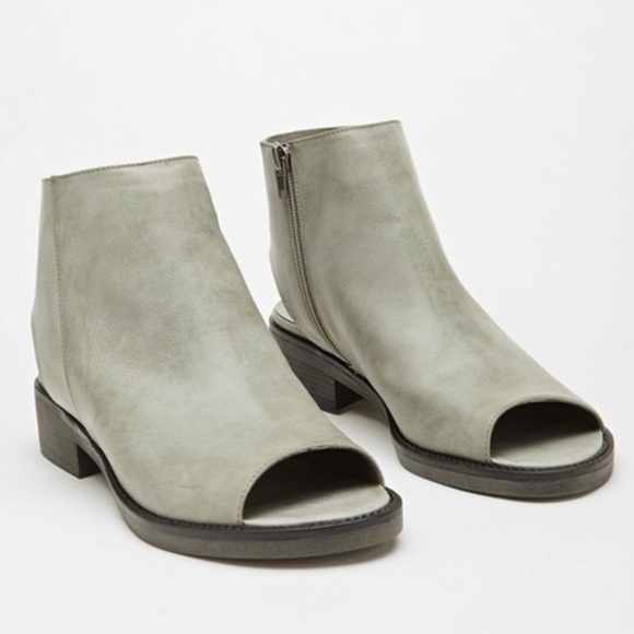 NWT Grey Faux Leather Cutout Booties