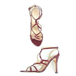 Stuart Weitzman Burgandy Strappy Heels 7