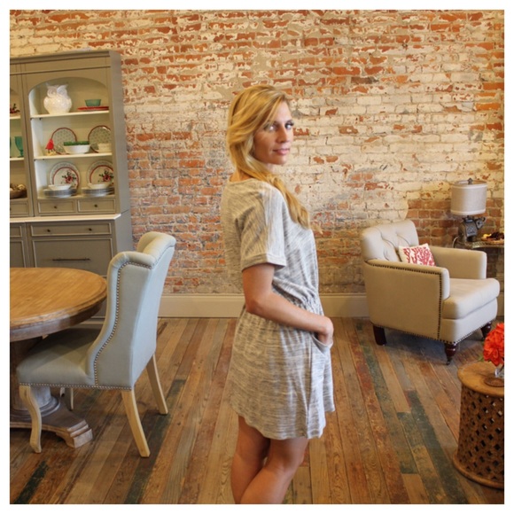 Heather gray and Ivory blended casual dress - Picture 3 of 3