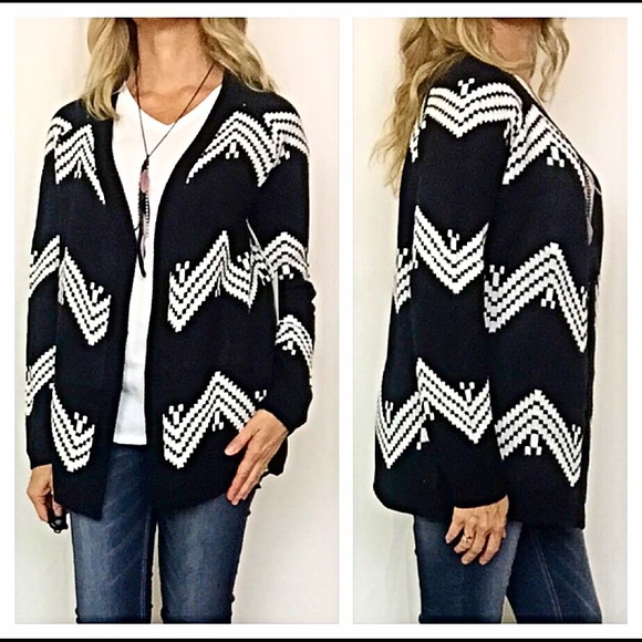 Cozy Chic Chevron Knit sweater cardigan top S - Picture 2 of 4