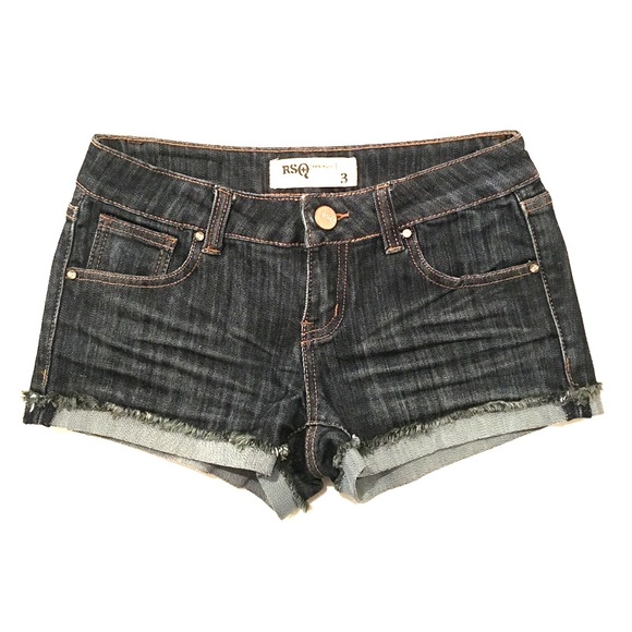 Dark denim shorts with rolled up hem
