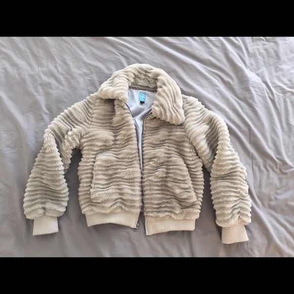 Barneys New York CO-OP faux fur gray jacket