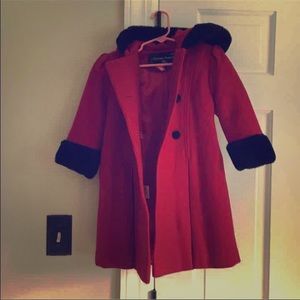 Girls' red Christmas holiday peacoat 4