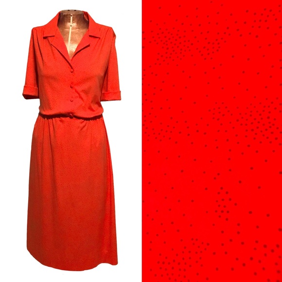 Vintage Dresses & Skirts - Vintage 1970s Orange Shirt Dress