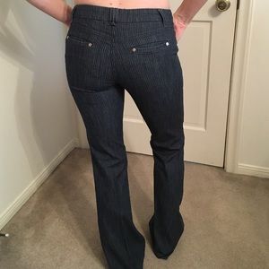 BEBE navy striped pants boot cut