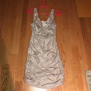 Express metallic blush party dress