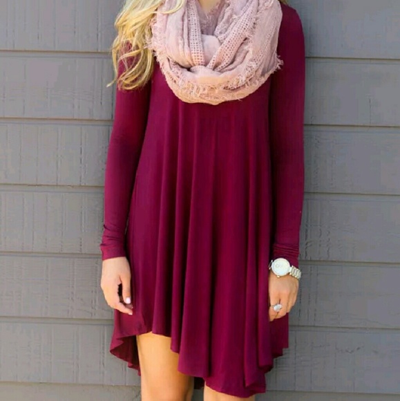 NWOT Boho Maroon Fall Long Sleeve Dress