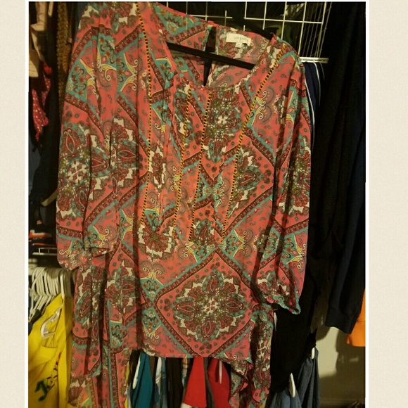 Umgee pink and teal tunic