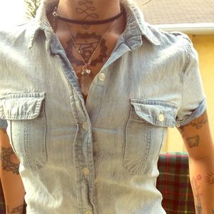 Acid Washed Button Down Shirt