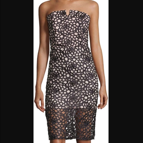 Black and nude designer midi dress
