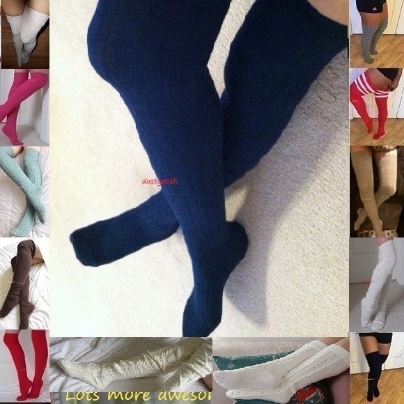 Cable Knit Over The Knee Socks Thigh High Boot OTK - Picture 3 of 4