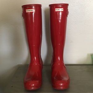 Original Tall Gloss Rainboots Military Red, size 7