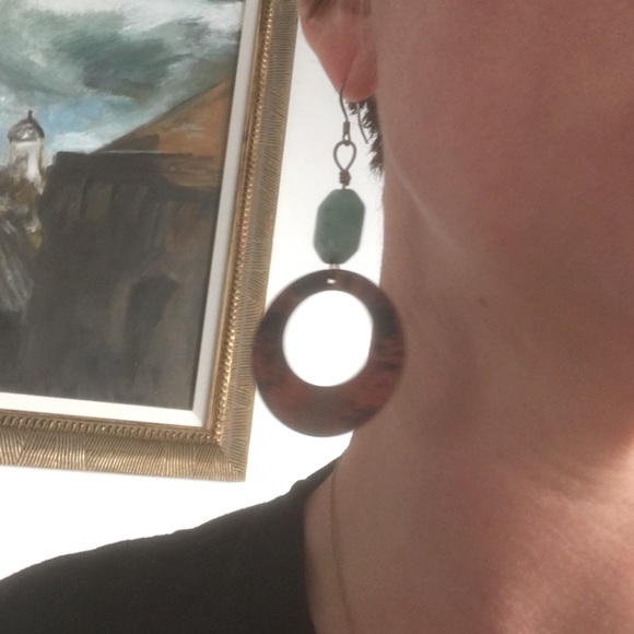 Handmade Boho Vintage Drop Hoop Earrings - Picture 3 of 3
