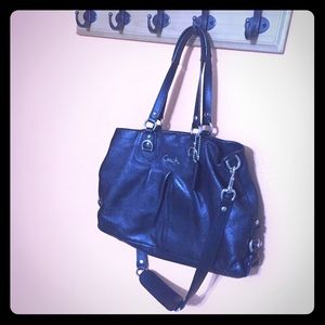 Black leather coach purse