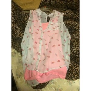 transparent shirt with pink under shirt. worn once