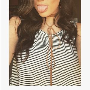 tan suede tie up choker necklace