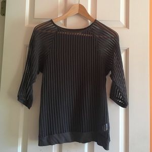 Madewell gray see-through panel shirt