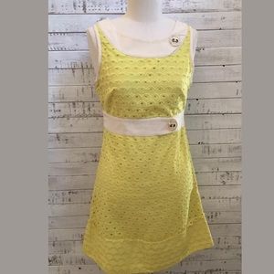 Marc Jacobs sheath dress yellow cotton eyelet
