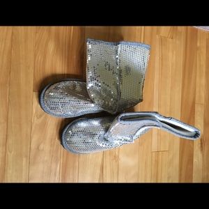 Silver sequin boots