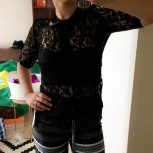 Lace shirt sleeve shirt