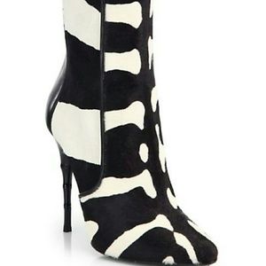 BALMAIN Womens Zebra-Print Calf Hair boots