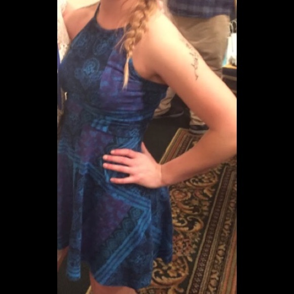 Blue and purple halter mini dress