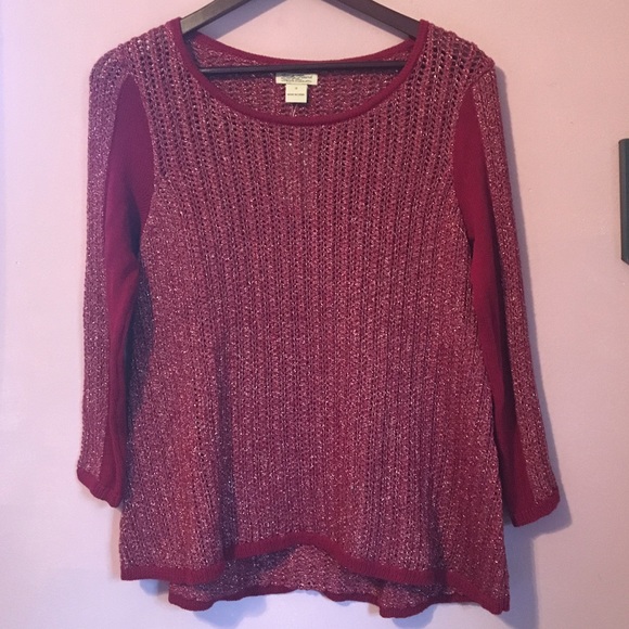 ❤Lucky Brand Red Sparkle Sweater - Picture 2 of 4