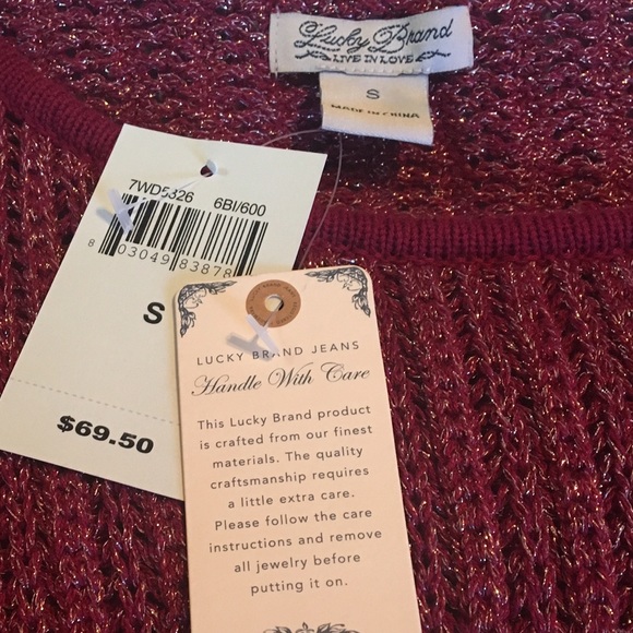 ❤Lucky Brand Red Sparkle Sweater - Picture 4 of 4