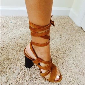 Aldo wrap around suede heels