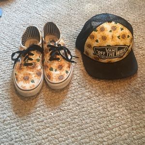 Sunflower vans shoes and SnapBack