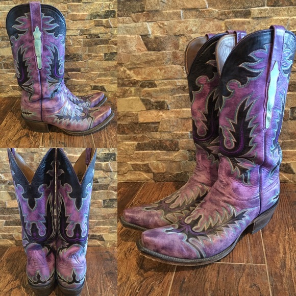 lucchese purple cowboy boots