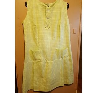 60s Green plaid jumper dress